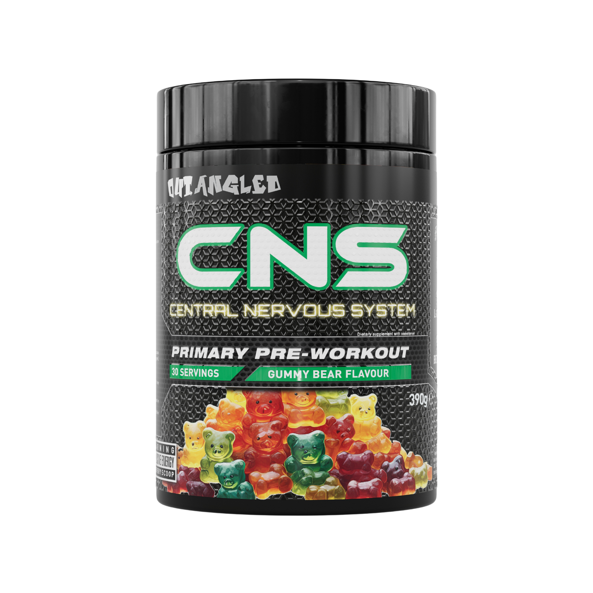 out angled cns pre-workout powder gummy bear high strength, high caffeine